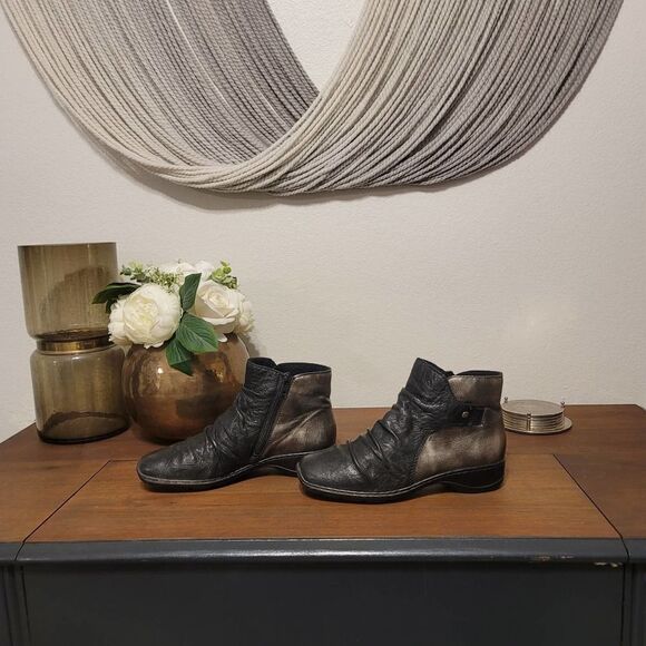 Rieker Antistress Two-Tone Metallic Ankle boots Sz 38 - Picture 3 of 8